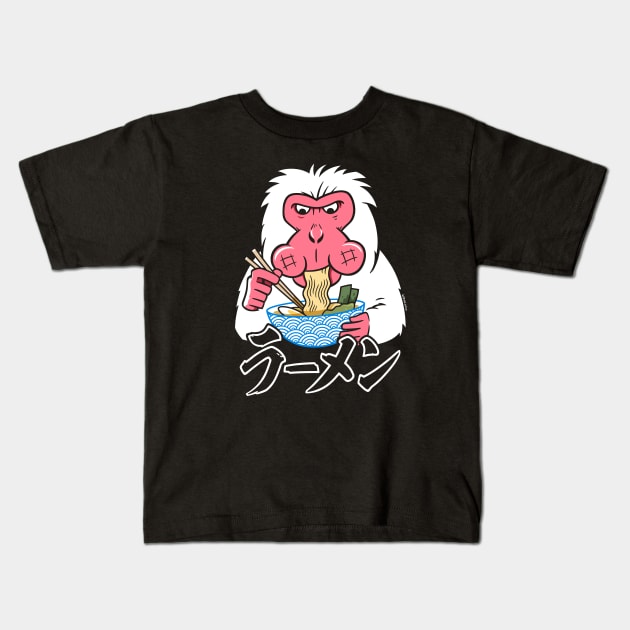 Snow Monkey Ramen Kids T-Shirt by wloem